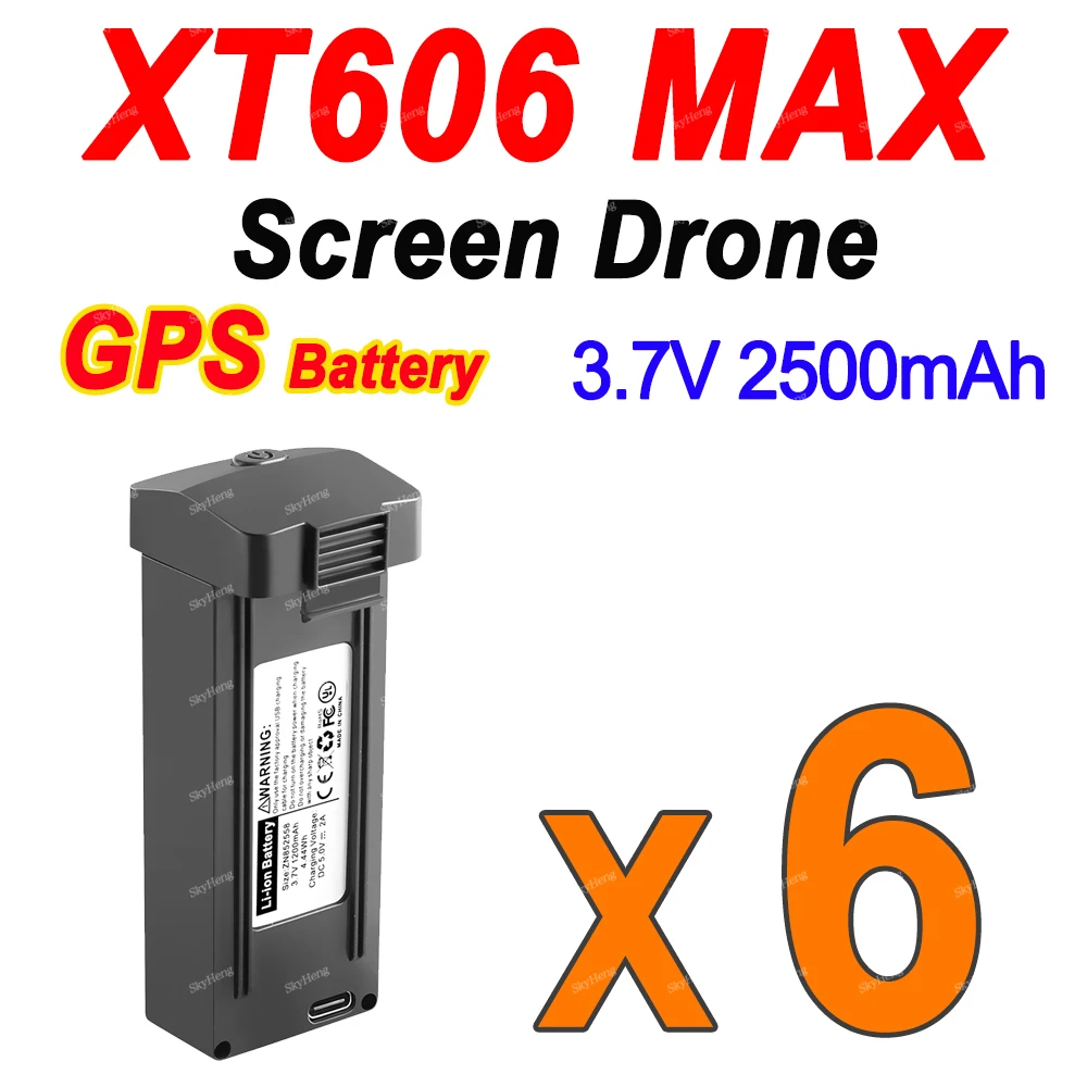3.7V 2500mAh For XT606 MAX GPS Drone Battery Original XT606 Dron Battery XT606 MAX Spare Battery Accessorie Parts - AliExpress 26 - Color : XT606MAX Battery X6